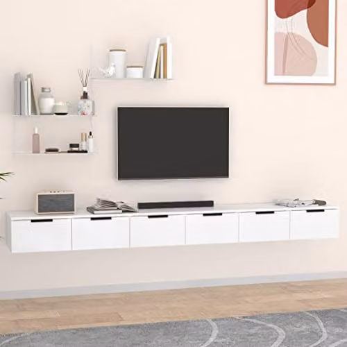vidaXL Set of 2 White Wall-Mounted Cabinets with Hinged Doors and Internal Shelves, W/D/H: 102 x 30 x 20 cm – 2