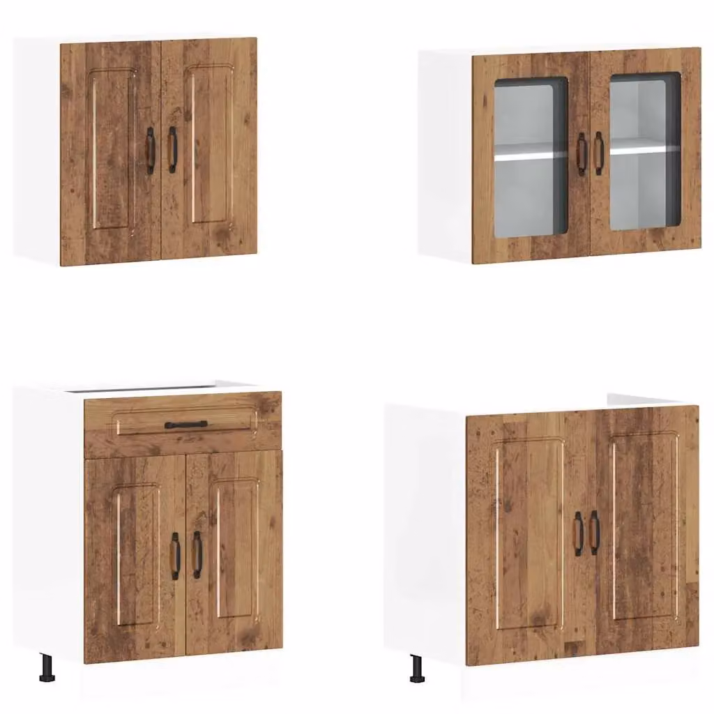 Berkfield Home Kalmar 4 Piece Rustic Kitchen Cabinet Set in Brown Engineered Wood – 2