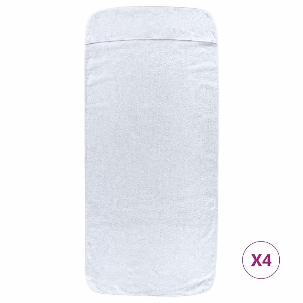 Berkfield Home 4-Piece White Quick-Drying Fluffy Beach Towel Set, W: 60 cm, L: 135 cm, 400 GSM – 1