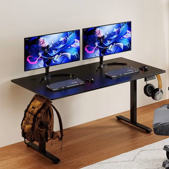 Levede Electric Height Adjustable Standing Desk in Black with Rectangular MDF Top
