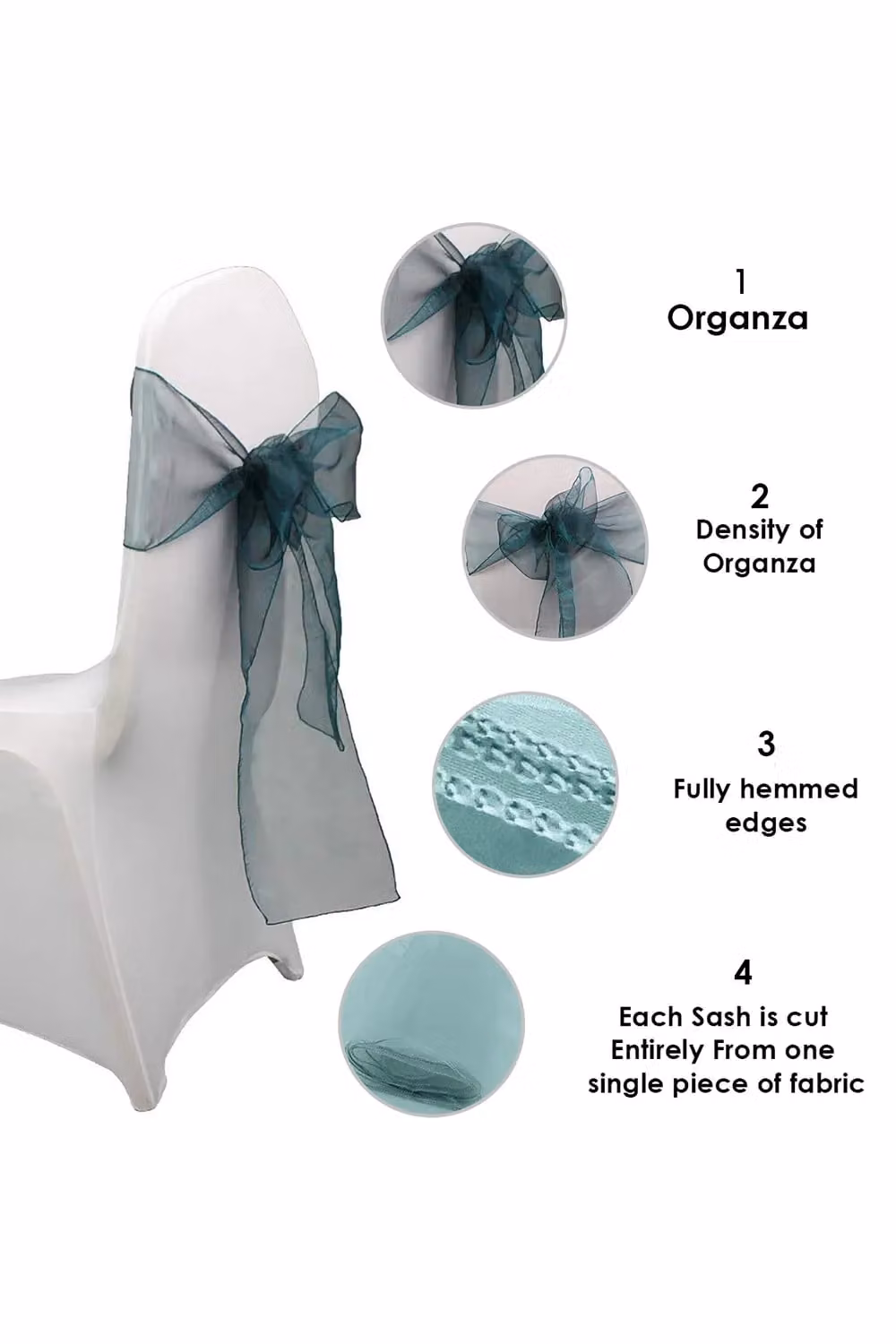Neel Blue Set of 25 Pale Green Organza Sashes for Party Decoration, W: 17 cm x L: 280 cm – 3