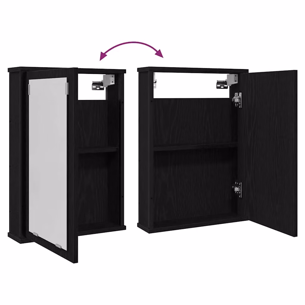 Berkfield Home Black Oak Bathroom Mirror Cabinet with Glass Doors, W/D/H: 42 x 12 x 60 cm – 5