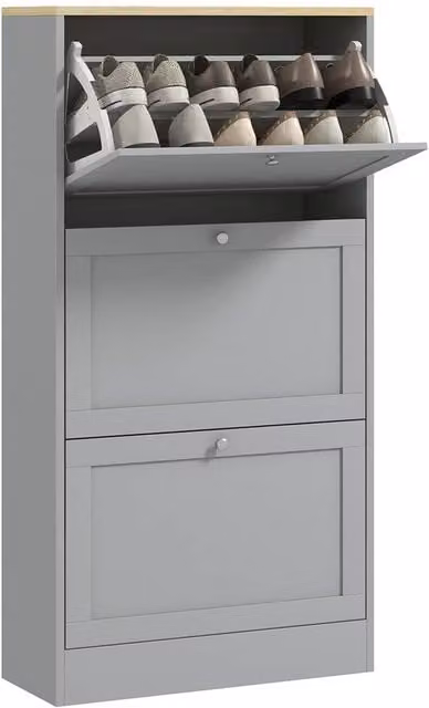 Nordara Modern Wall Mounted Grey Shoe Cabinet with Tilting Compartments W/D/H: 115 x 60 x 23.5 cm – 1