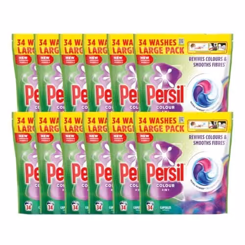 Persil Colour 4 in 1 Fast-Dissolving Laundry Capsules, 34 Washes, 12 Pack, White and Multicolour – 1