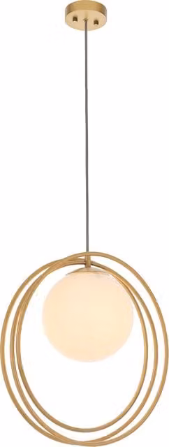 Perch & Parrow Katrina Opal Glass Hoop Pendant in Gold/Brass
