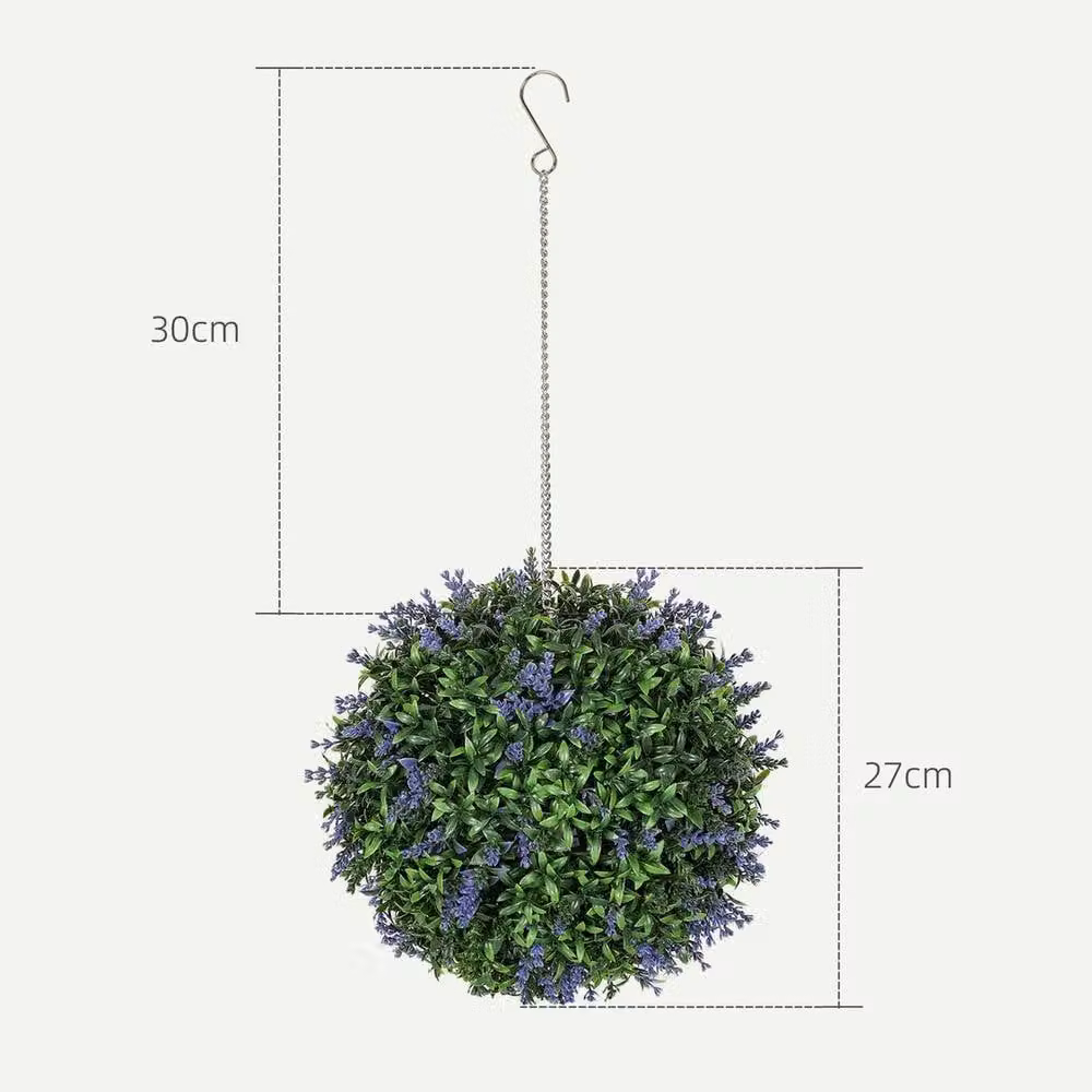 EONLION Set of 2 Purple Artificial Floral Topiary Balls, Round Hanging Plastic Plants, 100 cm – 2