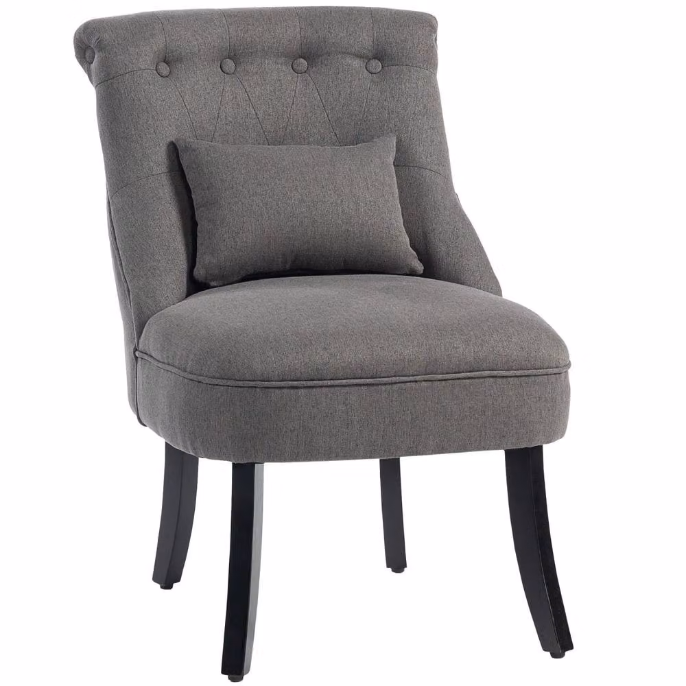 Wyld Haus Fapa Grey Fabric Tub Accent Chair with Solid Wood Legs, H 82 cm x W 69 cm x D 52.5 cm – 2