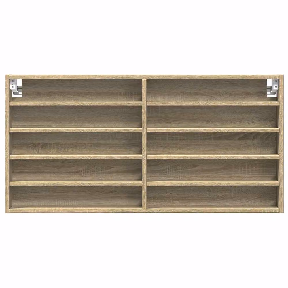 Berkfield Home Vitrine Cabinet in Sonoma Oak with Glass Doors, W: 100 cm, D: 50 cm, H: 50 cm – 3