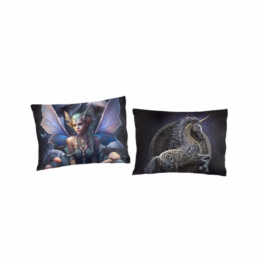 Spiral Magical Fairy Cotton Duvet Cover and Pillowcase Set in Black, Single, 90 x 200 cm – 3