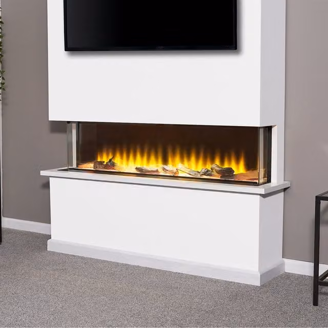 Adam Sahara 51 Inch Panoramic Media Wall Electric Fire in Black with Glass Finish