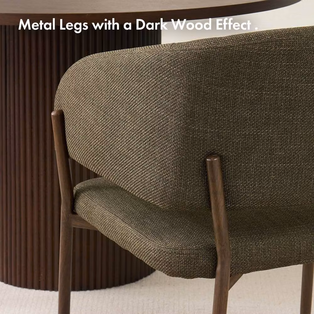 VonHaus Oxford Upholstered Dining Chairs, Set of 4, Green Fabric with Dark Wood Effect Legs – 6