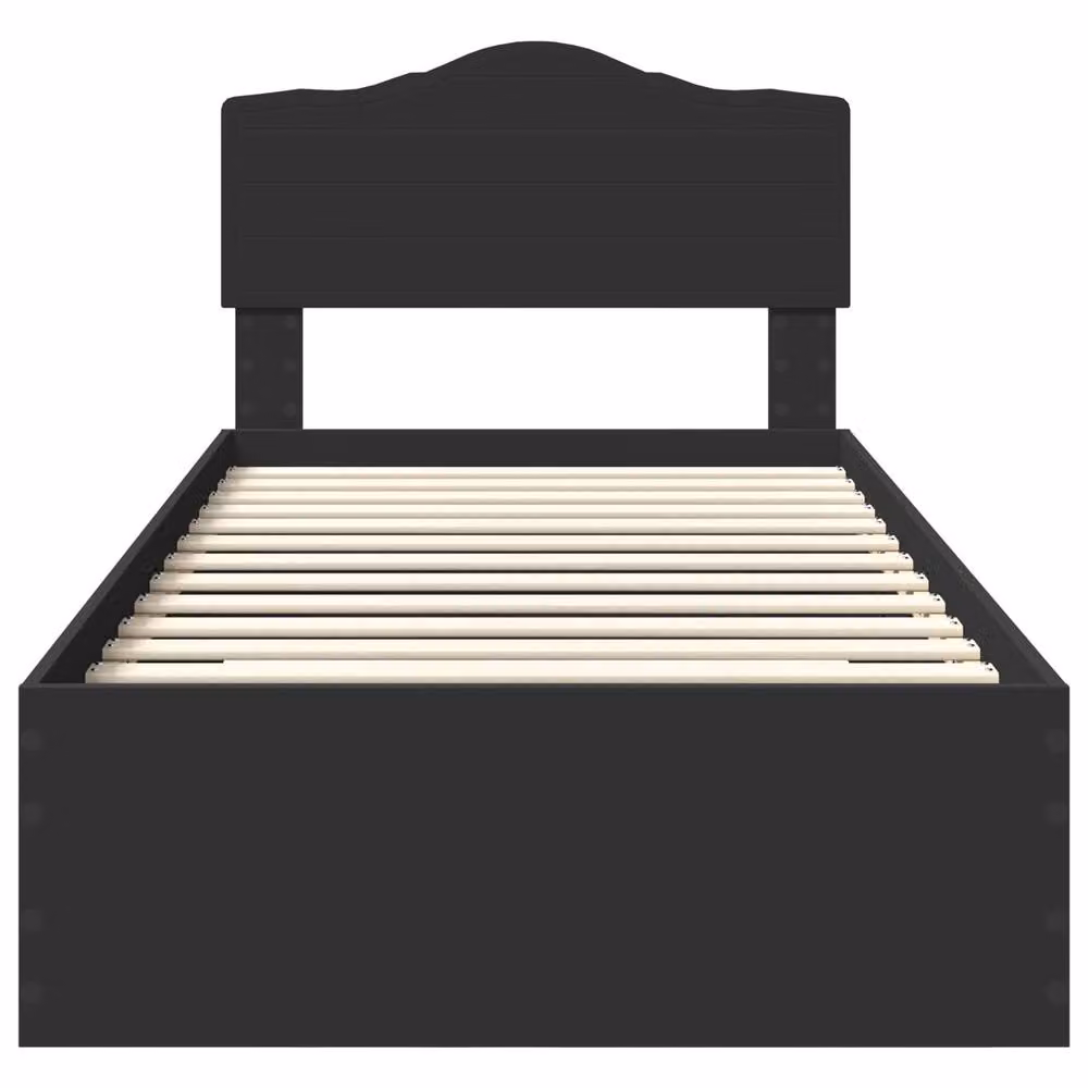 Berkfield Home Modern Black Upholstered Bed Frame with Headboard in Engineered Wood W/D/H: 70 x 70 x 190 cm – 3