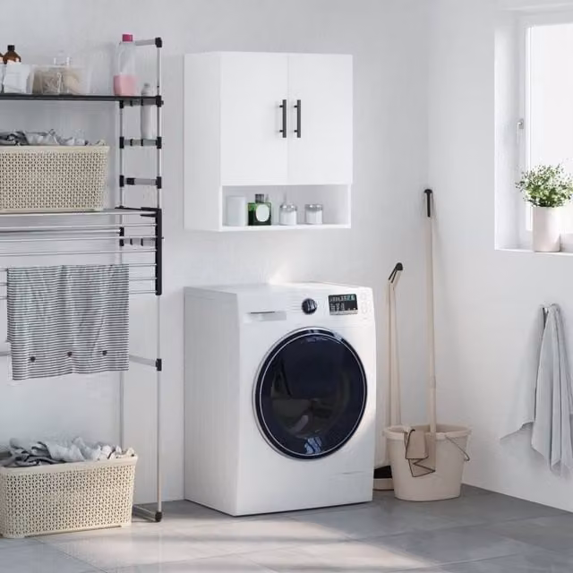 Berkfield Home White Wall Cabinet in Matt MDF, W/D/H: 60 x 31 x 70 cm – 1