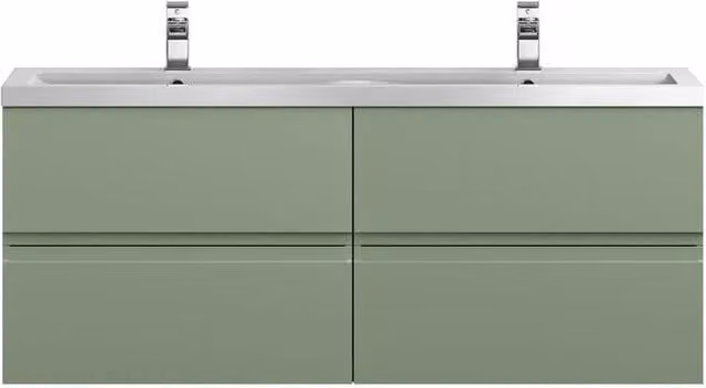 Balterley Mavesyn 4 Drawer Wall Hung Vanity Basin Unit, Satin Green, W: 120 cm