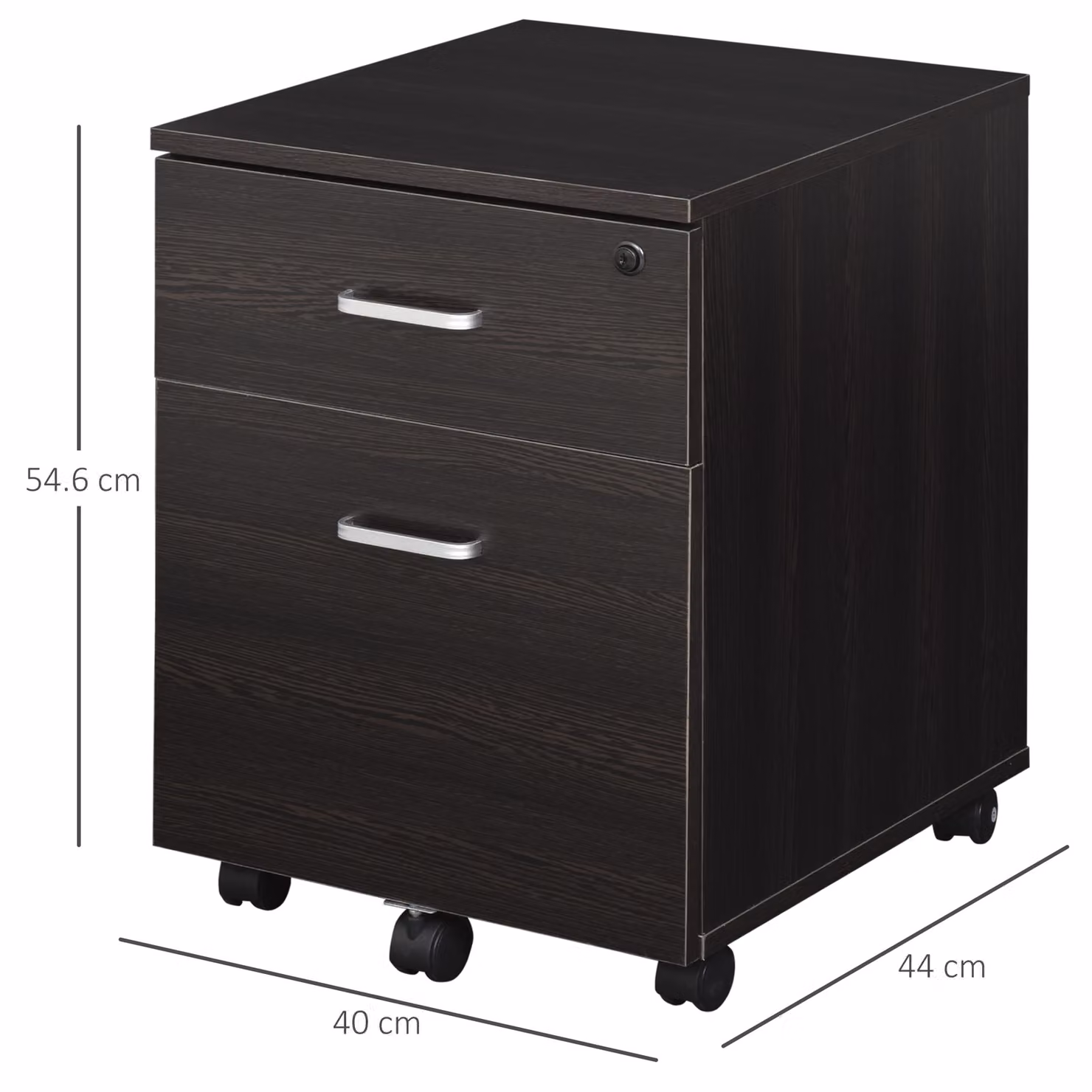 Vinsetto Mobile File Cabinet with 2 Locking Drawers and Castors, Black – 3