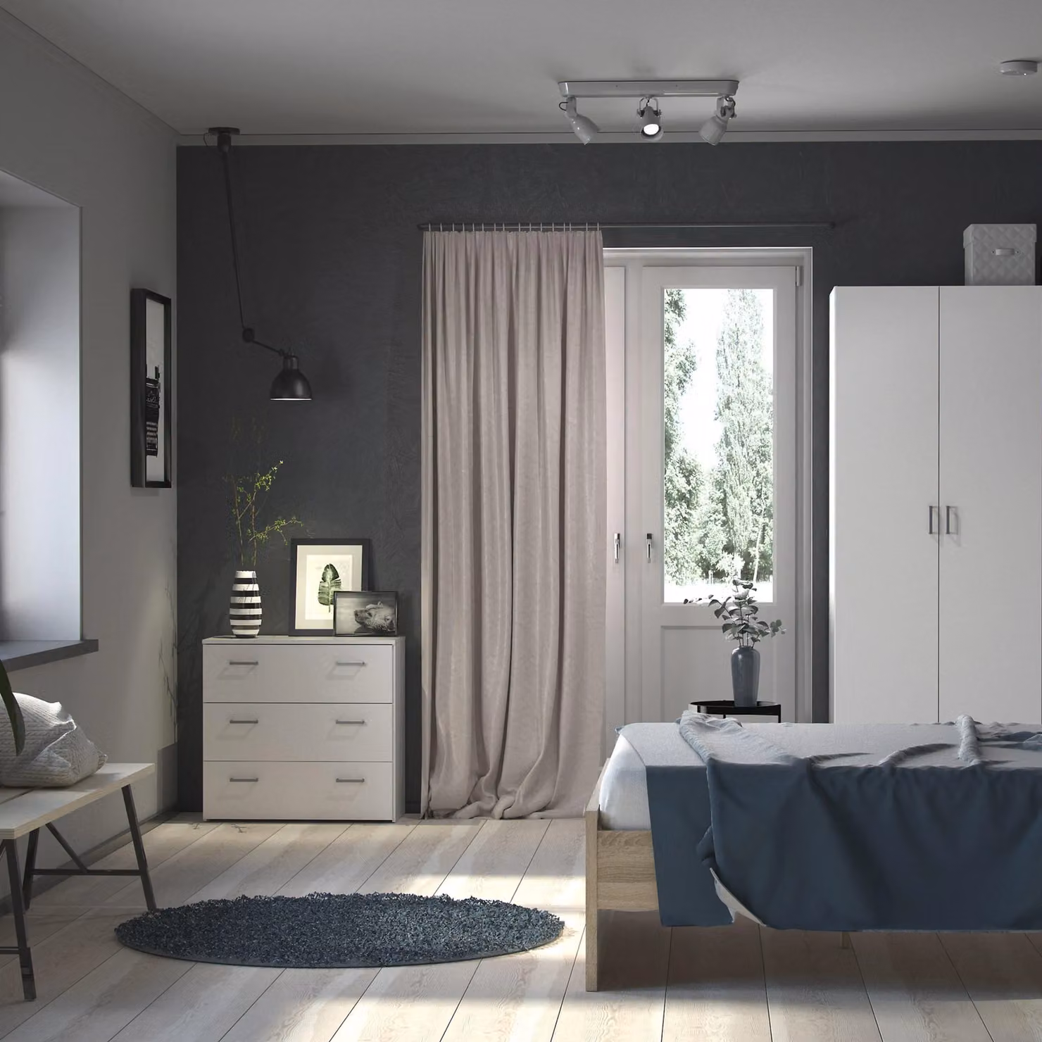 Furniture To Go Space 2-Door Modern White Wardrobe with Internal Shelves, Height: 175 cm – 2