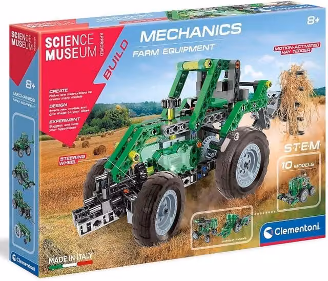 Clementoni Mechanics Farm Vehicle Building Set with Gears in Multicolour and Green