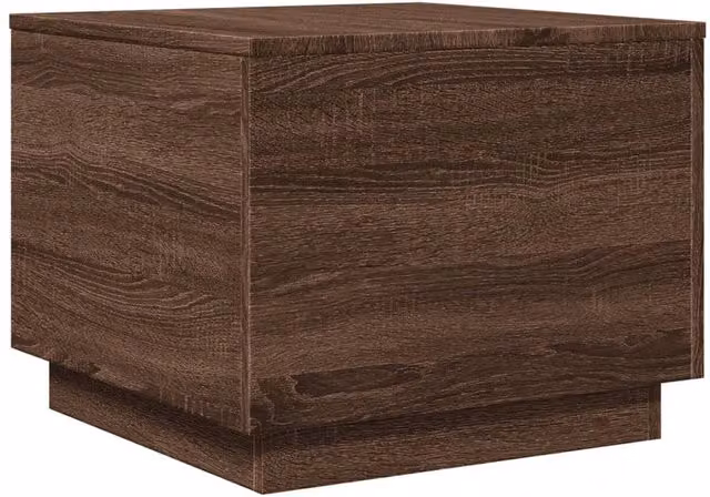 Berkfield Home Modern Square Coffee Table with LED Lights in Brown Oak, W/D/H: 50 x 50 x 40 cm – 1