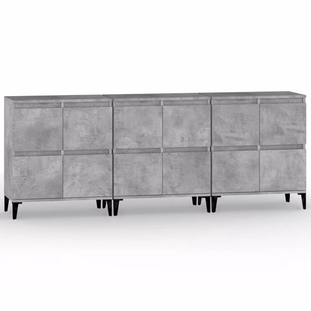 Berkfield Home Set of 3 Sideboards in Concrete Grey, MDF, W/D/H: 60 x 35 x 70 cm – 1