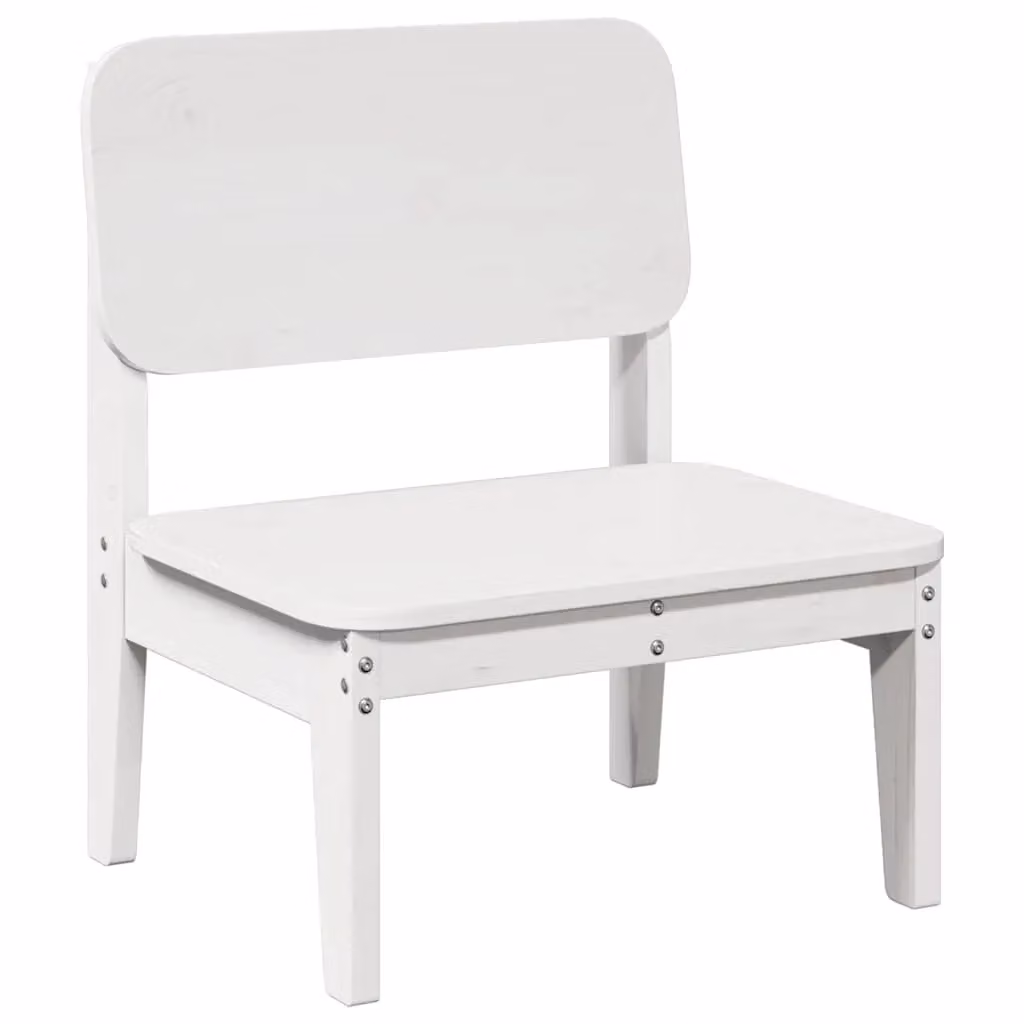 Berkfield Home White Solid Pine Garden Chair W: 60 cm, D: 52.5 cm, H: 72 cm – 2
