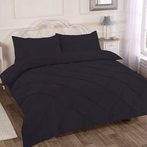 Home Sweet Home UK Pintuck Polycotton Duvet Cover and Pillowcase Set in Black, King Size, W: 240 cm, D: 220 cm, H: 220 cm – 3