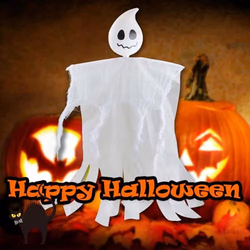 VFM e-Store White Hanging Ghost Halloween Decoration, 60cm – 7
