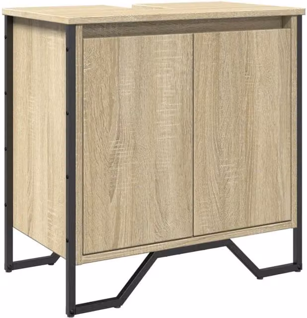 Berkfield Home Wall Mounted Bathroom Sink Cabinet in Sonoma Oak, W/D/H: 60 x 35 x 60 cm
