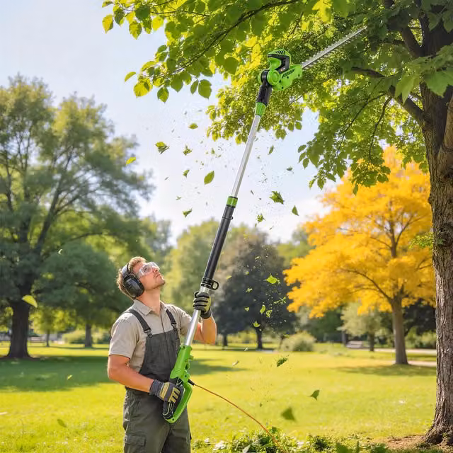 Outsunny Green Corded Extendable Reciprocating Hedge Trimmer with Adjustable Head, 2.6m