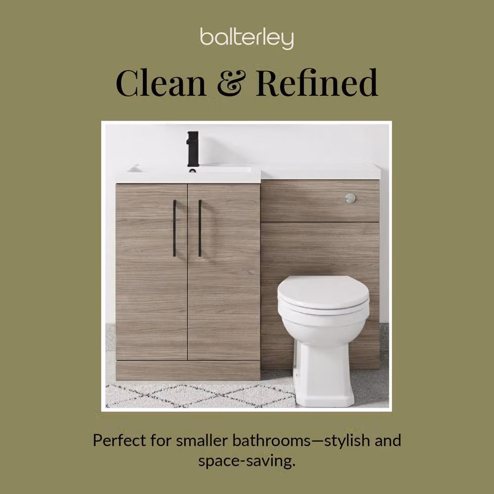 Balterley Modern Left-Hand Vanity and WC Unit Combination in Black and Brown, Width: 110 cm – 3