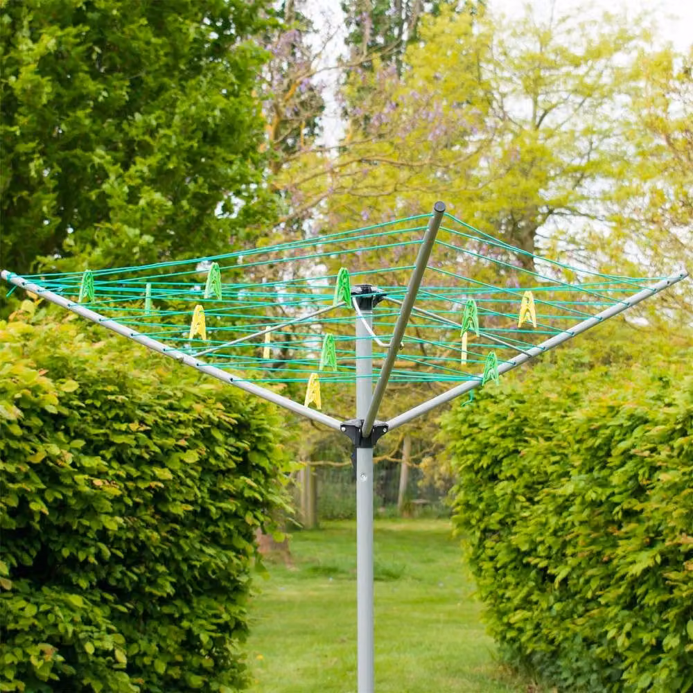 FLAVORA 3 Arm Rotary Clothes Airer with 30m Drying Space in Grey, W/D/H: 100 x 15 x 15 cm – 3