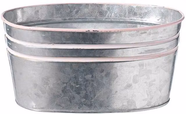 Kingsbury Gifts Set of 2 Pink and Silver Striped Metal Tabletop Tin Troughs