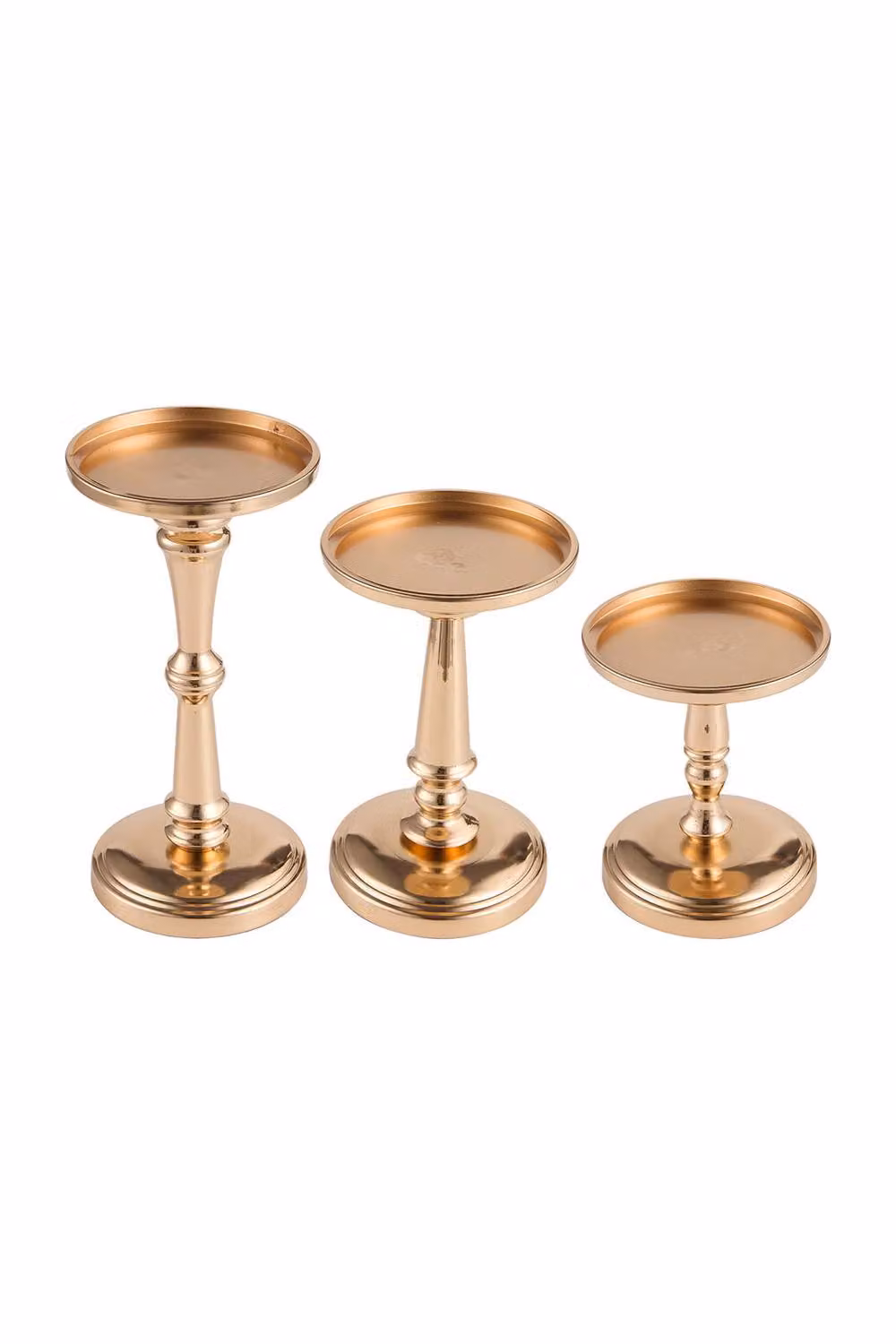 Living and Home Set of 3 Modern Gold Metal Pillar Candle Holders – 2