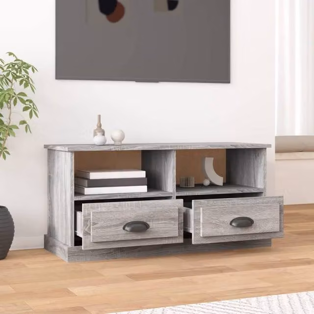 Berkfield Home Modern Grey Sonoma TV Cabinet, W/D/H: 93 x 35.5 x 45 cm – 1