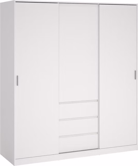 Furniture To Go Naia Wardrobe with 2 Sliding Doors and 3 Internal Drawers in Jackson Hickory Oak and White
