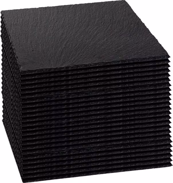 Argon Tableware Square Black Slate Placemats, Set of 24, 33 cm – 1
