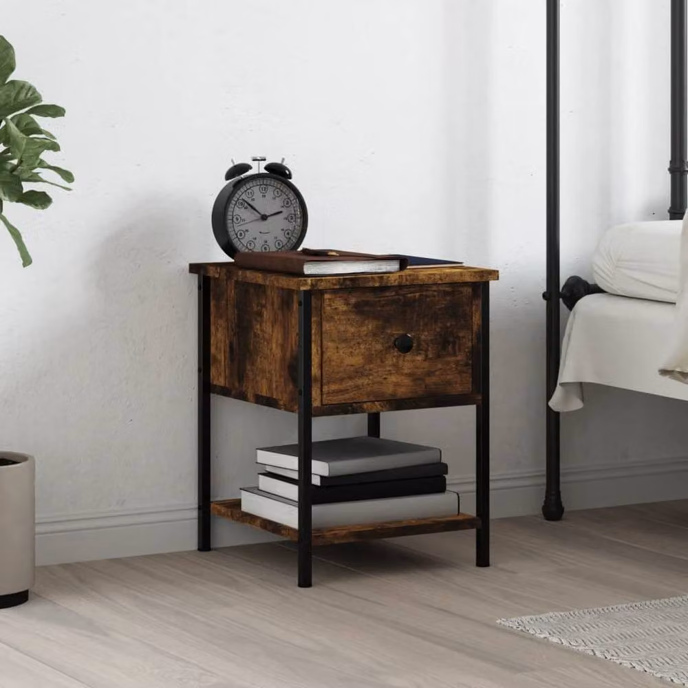 Berkfield Home Bedside Table in Smoked Oak Brown, W/D/H: 34 x 35.5 x 45 cm – 2