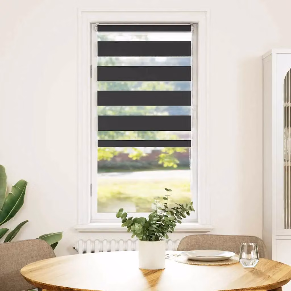 Berkfield Home Black Zebra Day and Night Blind, Polyester, W: 65 cm, H: 100 cm – 2