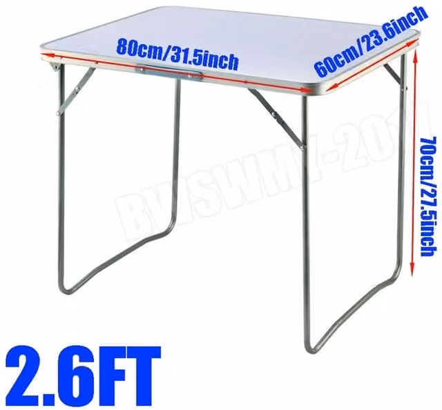 SPETLEK White Adjustable Folding Trestle Table, W/D/H: 100 x 60 x 69 cm