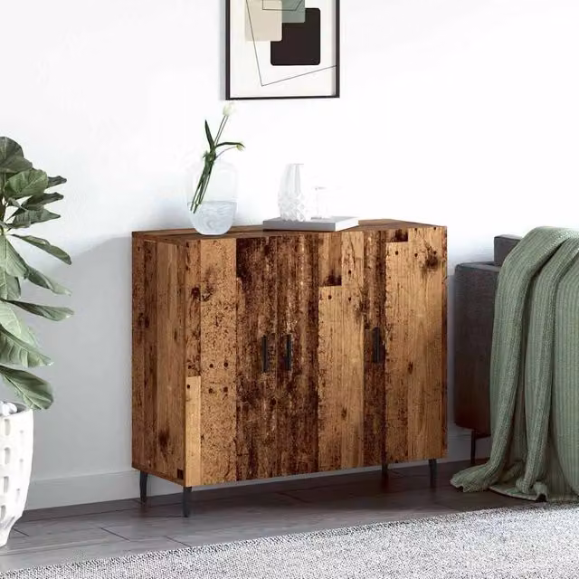 Berkfield Home Modern Brown Sideboard with Storage Door, W: 90 cm, D: 34 cm, H: 80 cm – 1