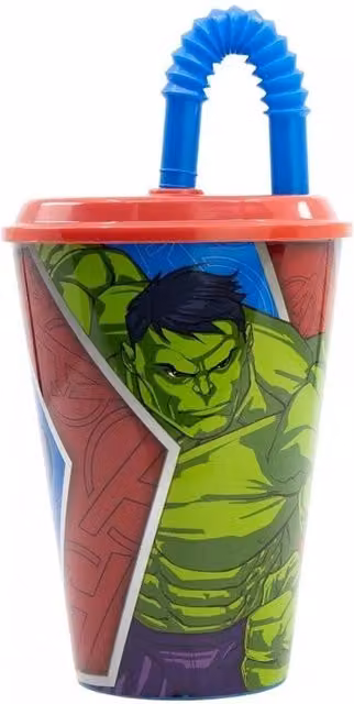 Avengers Heraldic Army Sports Tumbler with Straw, Red, 430 ml