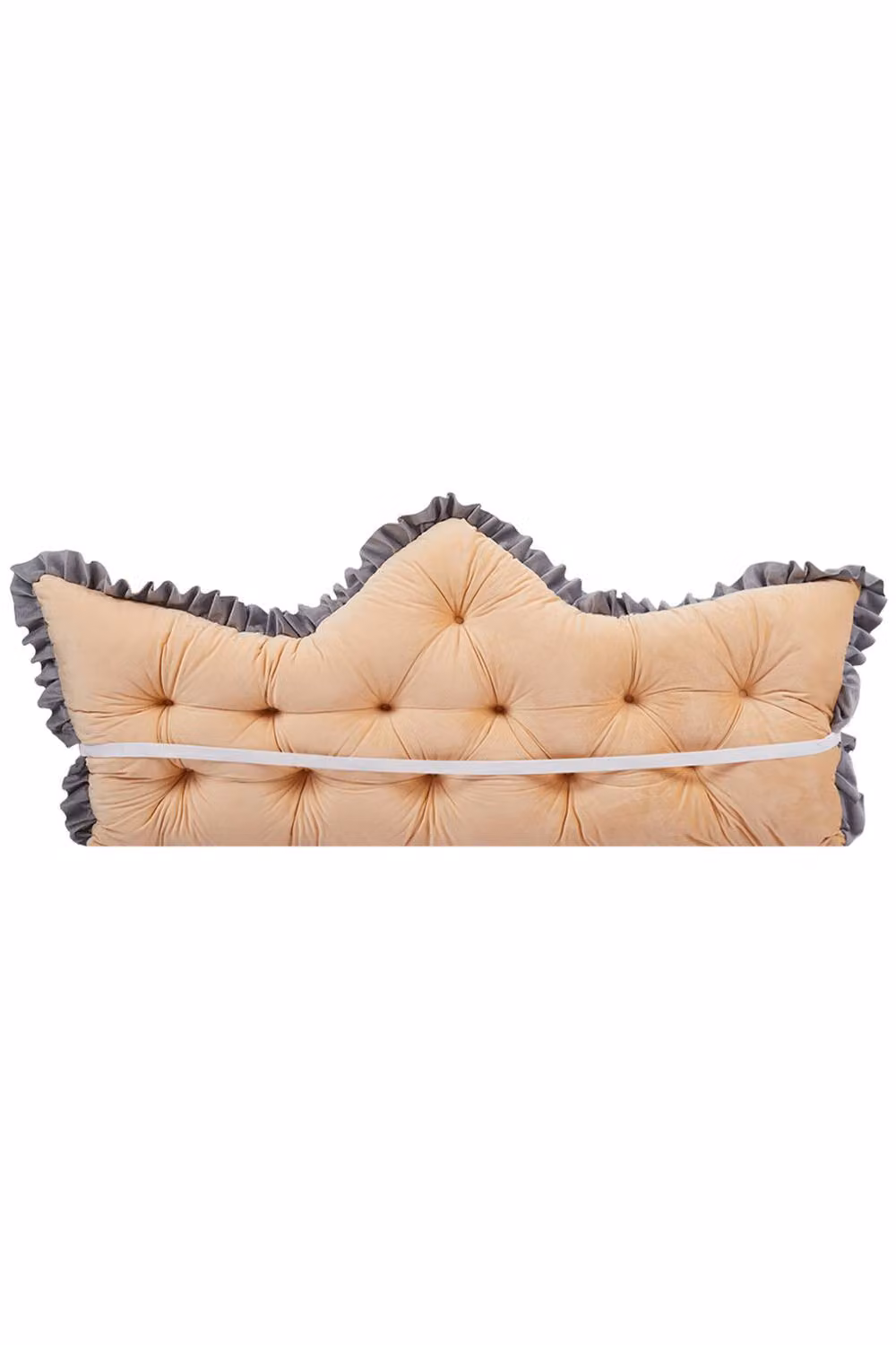 Living and Home Crown-Shaped Ruffled Bed Headboard Pillow in Camel, Large – 3