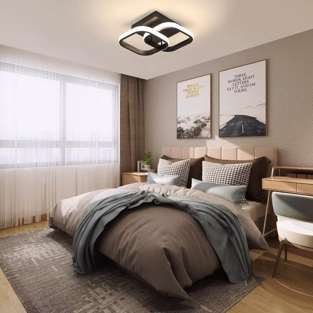 Goeco Modern Square LED Ceiling Light, 22W, 4500K, Black – 2