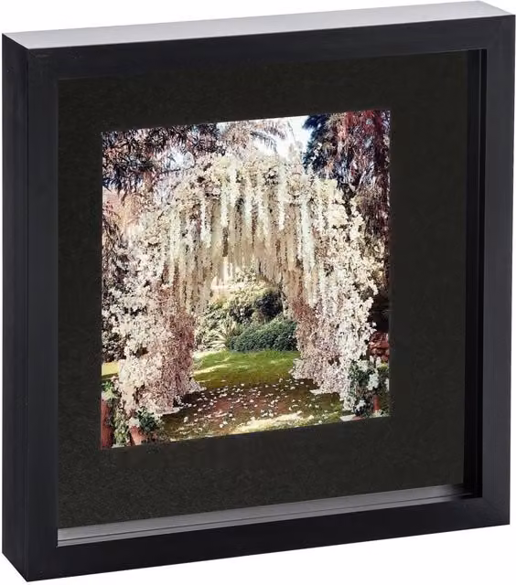 Nicola Spring Single Square 3D Box Photo Frame in Black and Grey with Glass and Plastic, W/D/H: 25.4 x 25.4 x 25.4 cm