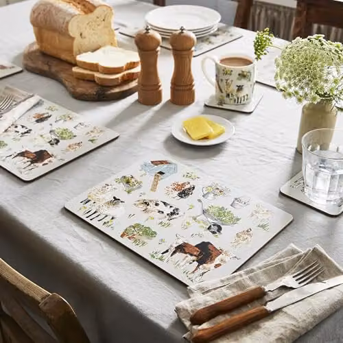 Ulster Weavers Portman Farm Animal Print Cork Placemats, Set of 4, Grey, W/D/H: 29 x 21 x 0.5 cm – 2
