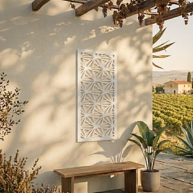 Laser Hut Modern Geometric Metal Wall Art White