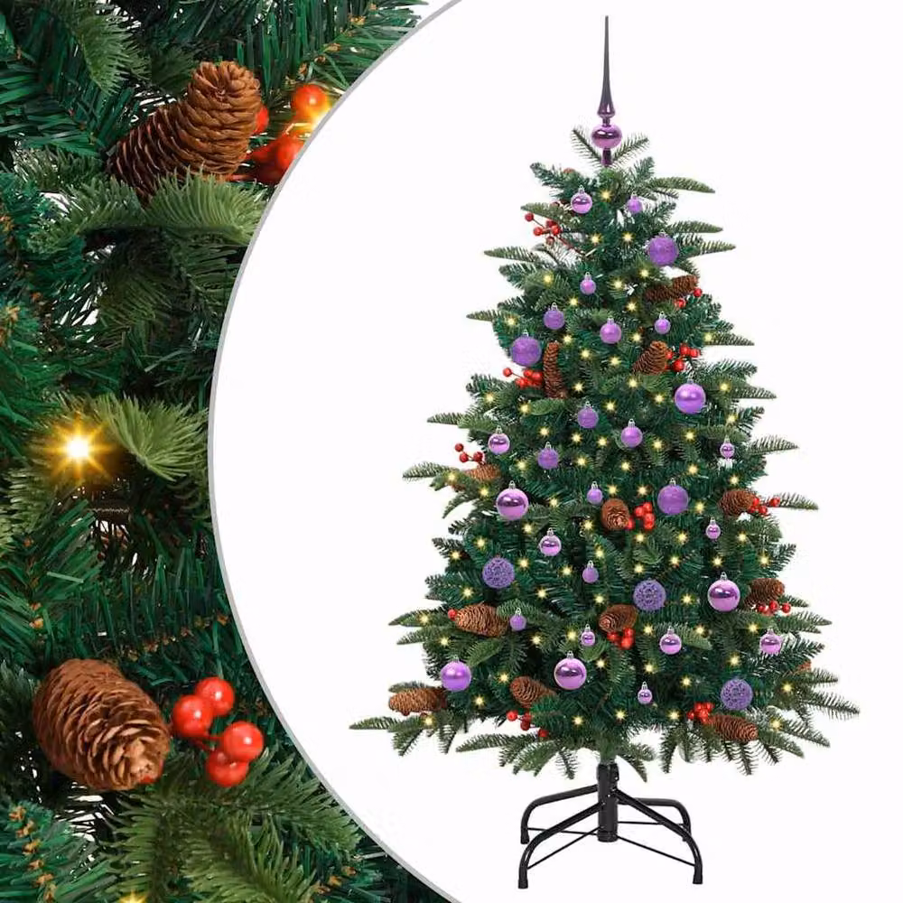 Berkfield Home Elegant Green Artificial Christmas Tree with 150 LEDs and Stand – 3