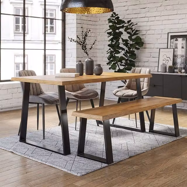 Livingandhome Set of 2 Black Metal Trapezoidal Table Legs, Height: 81 cm