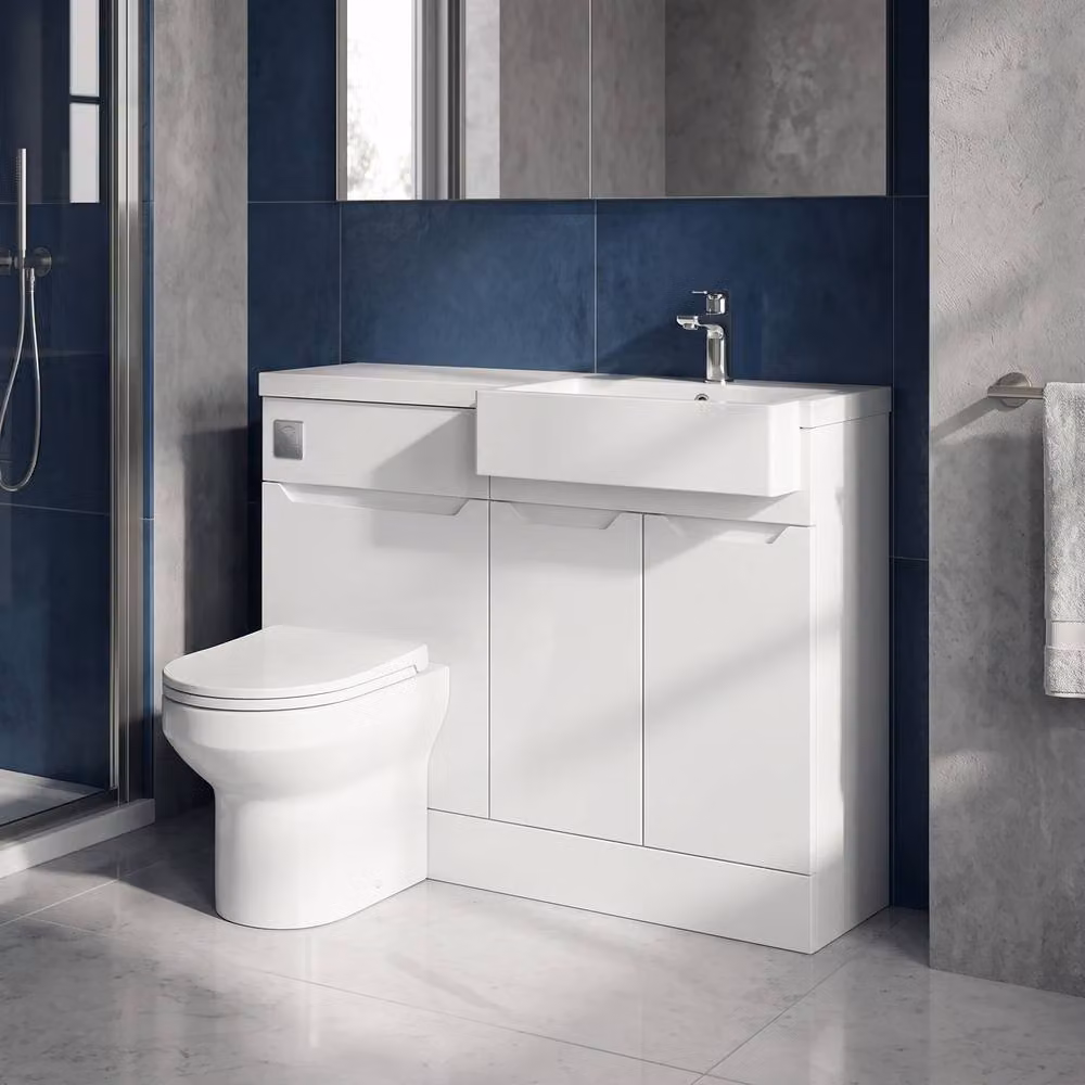 Balterley Teddesley Compact 2 Door Vanity Basin WC Unit, Matt White, W: 110 cm, H: 81.5 cm – 2
