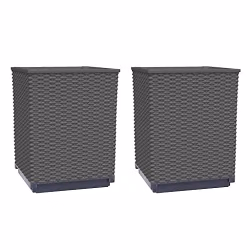 vidaXL 2-piece Black Polypropylene Planter Tub Set, W/D/H: 30 x 30 x 37 cm