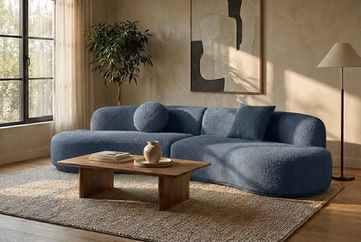 Araco Atelier Coco 4 Seater Spindle Upholstered Sofa in Bouclé